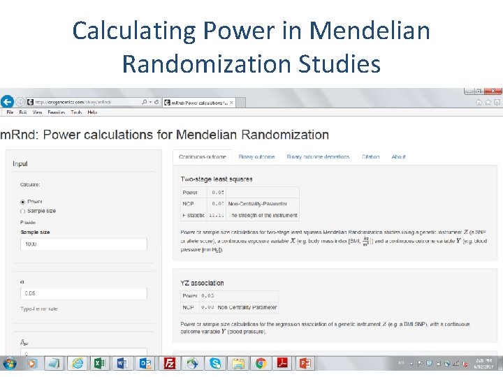Calculating Power in Mendelian Randomization Studies 