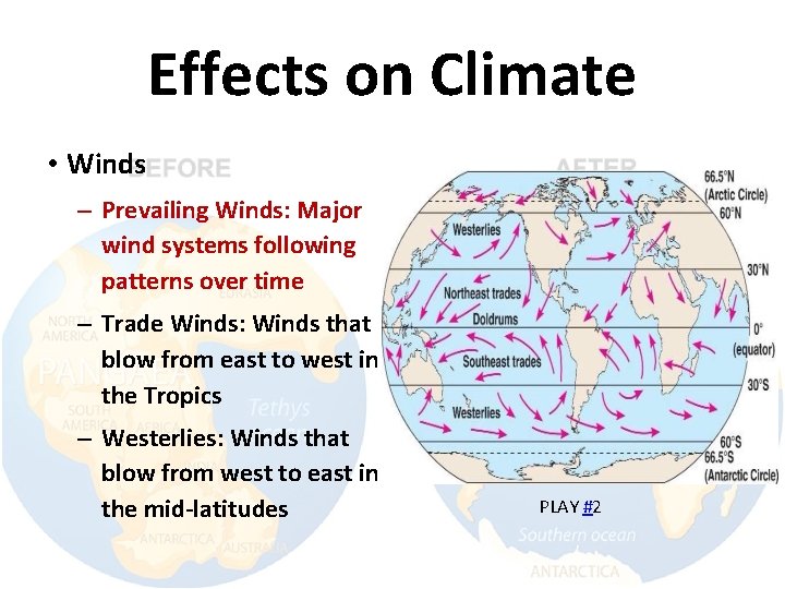 Effects on Climate • Winds – Prevailing Winds: Major wind systems following patterns over