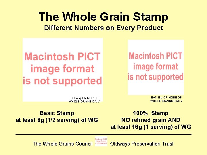 The Whole Grain Stamp Different Numbers on Every Product EAT 48 g OR MORE