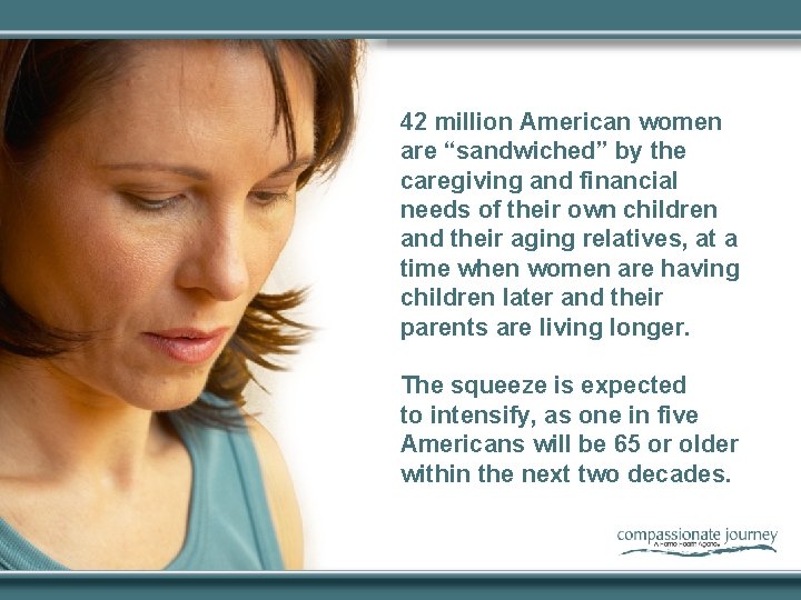 42 million American women are “sandwiched” by the caregiving and financial needs of their