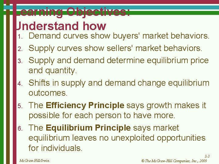 Learning Objectives: Understand how 1. 2. 3. 4. 5. 6. Demand curves show buyers'