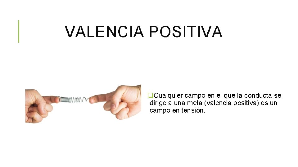 VALENCIA POSITIVA q. Cualquier campo en el que la conducta se dirige a una