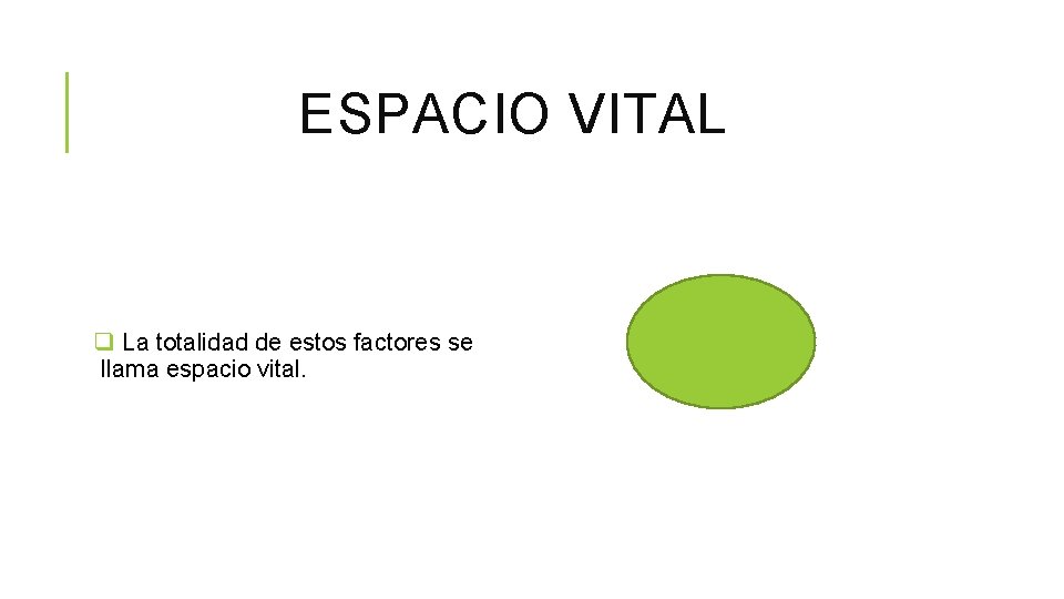 ESPACIO VITAL q La totalidad de estos factores se llama espacio vital. 