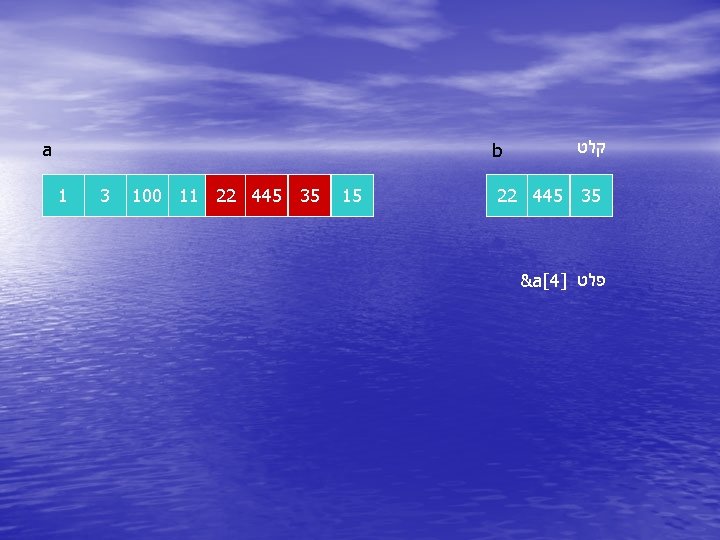  קלט b 35 22 445 פלט ] &a[4 a 15 35 100 11