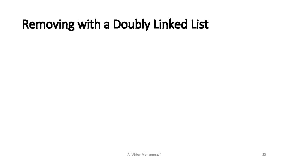 Removing with a Doubly Linked List Ali Akbar Mohammadi 23 