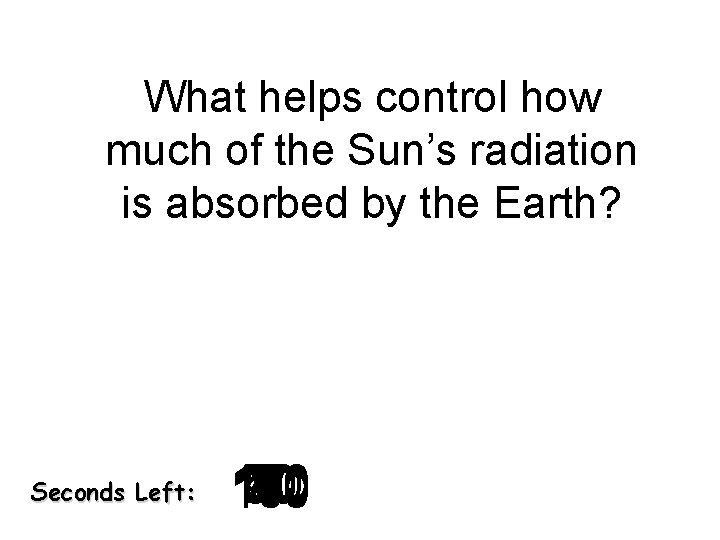 What helps control how much of the Sun’s radiation is absorbed by the Earth?