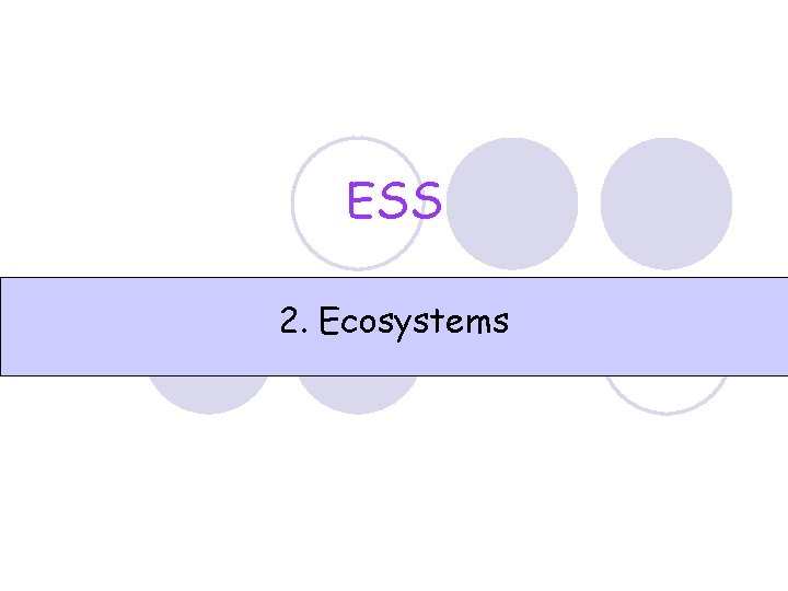 ESS 2. Ecosystems 