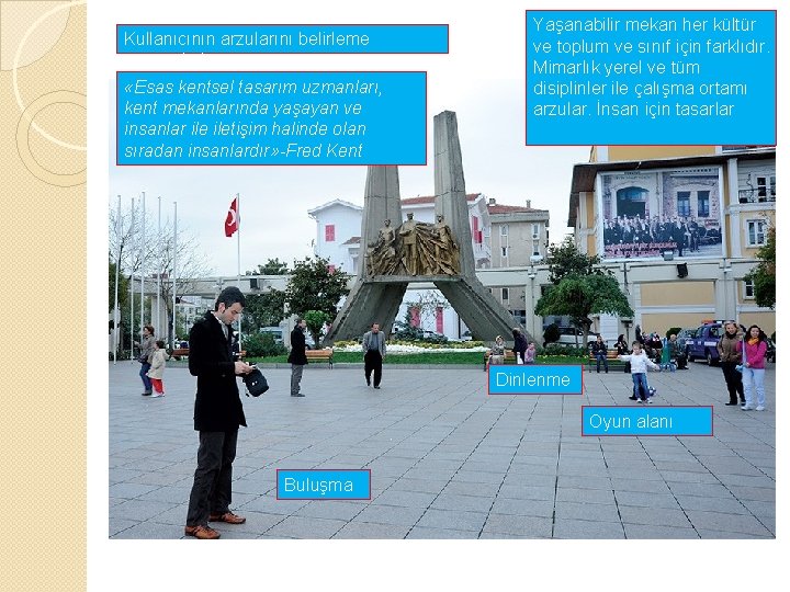 Kullanıcının arzularını belirleme yöntemleri «Esas kentsel tasarım uzmanları, kent mekanlarında yaşayan ve insanlar iletişim
