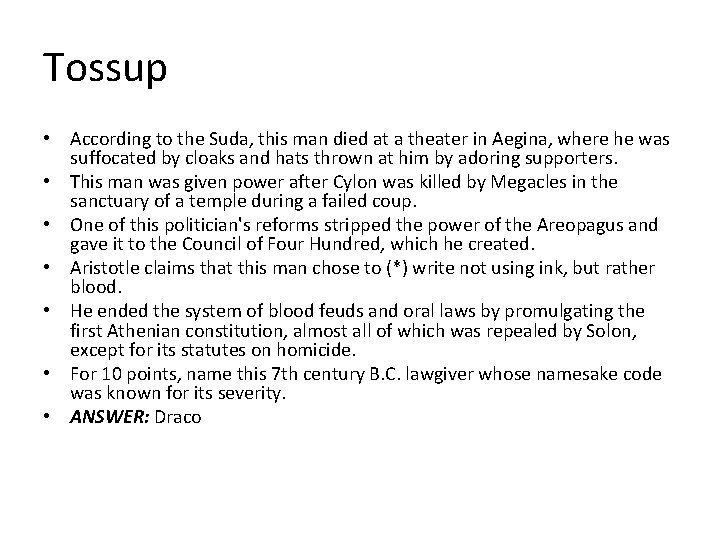 Tossup • According to the Suda, this man died at a theater in Aegina,