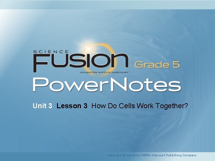 Unit 3 Lesson 3 How Do Cells Work Together? Copyright © Houghton Mifflin Harcourt