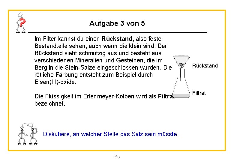 Aufgabe 3 von 5 Im Filter kannst du einen Rückstand, also feste Bestandteile sehen,