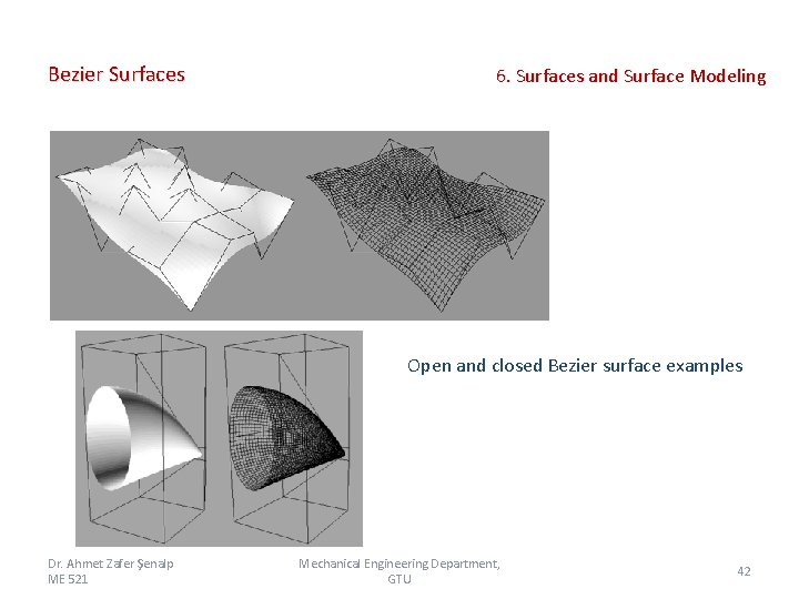 Bezier Surfaces 6. Surfaces and Surface Modeling Open and closed Bezier surface examples Dr. Bezier Surfaces 6. Surfaces and Surface Modeling Open and closed Bezier surface examples Dr.