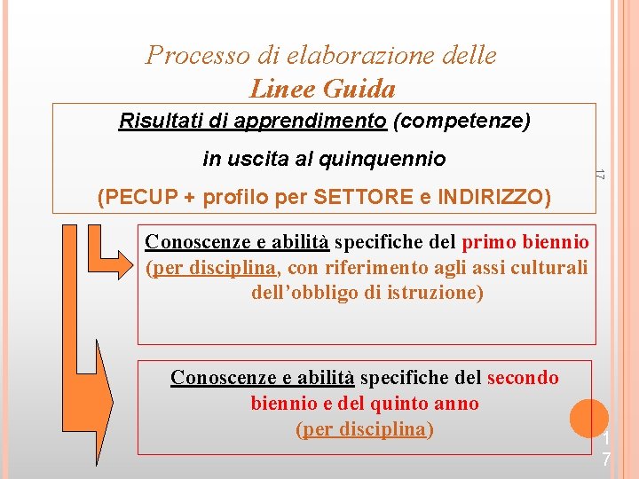 Processo di elaborazione delle Linee Guida Risultati di apprendimento (competenze) 17 in uscita al