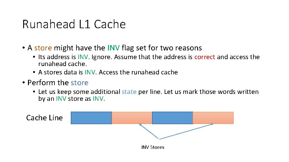 Runahead L 1 Cache • A store might have the INV flag set for