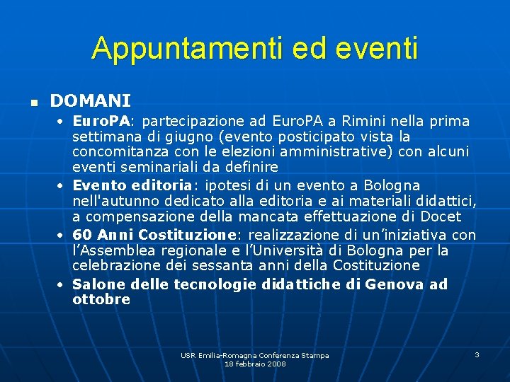 Appuntamenti ed eventi n DOMANI • Euro. PA: partecipazione ad Euro. PA a Rimini