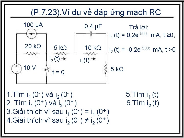 (P. 7. 23). Ví dụ về đáp ứng mạch RC 100 µA 20 kΩ