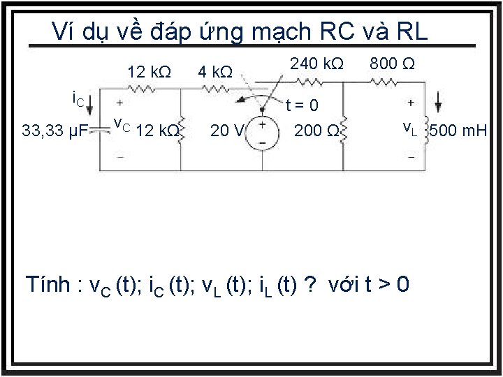 Ví dụ về đáp ứng mạch RC và RL 12 kΩ 4 kΩ i.