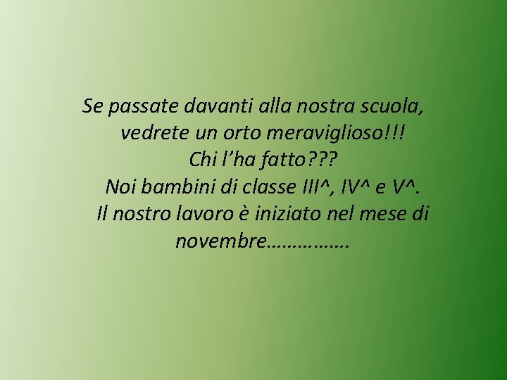 Se passate davanti alla nostra scuola, vedrete un orto meraviglioso!!! Chi l’ha fatto? ?