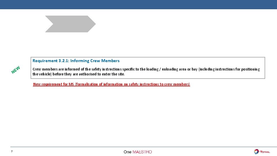 Requirement 3. 2. 1: Informing Crew Members NE W Crew members are informed of