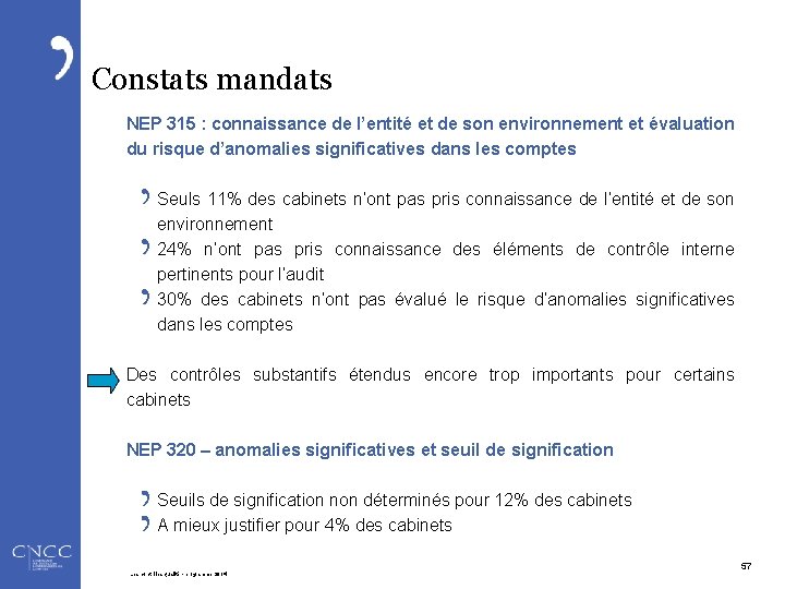 Constats mandats NEP 315 : connaissance de l’entité et de son environnement et évaluation