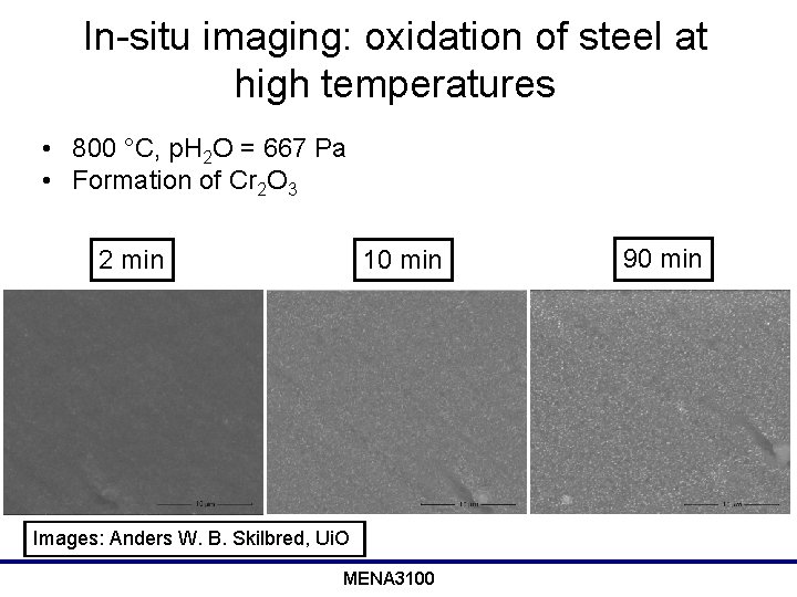 In-situ imaging: oxidation of steel at high temperatures • 800 °C, p. H 2