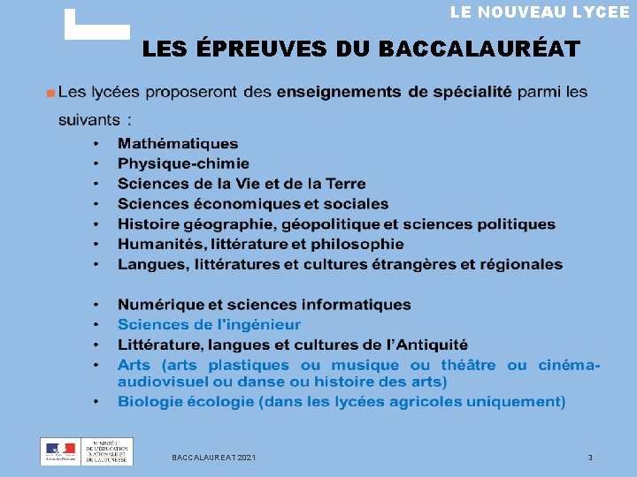 LE NOUVEAU LYCEE LES ÉPREUVES DU BACCALAURÉAT BACCALAUREAT 2021 3 