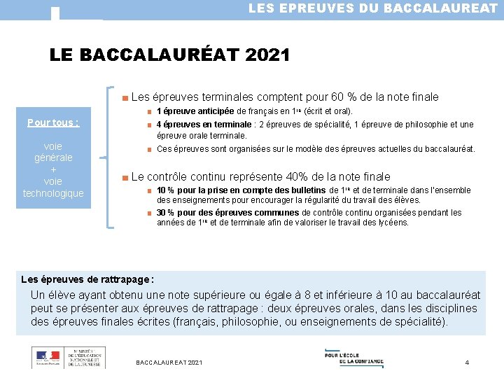 LES EPREUVES DU BACCALAUREAT LE BACCALAURÉAT 2021 ■ Les épreuves terminales comptent pour 60