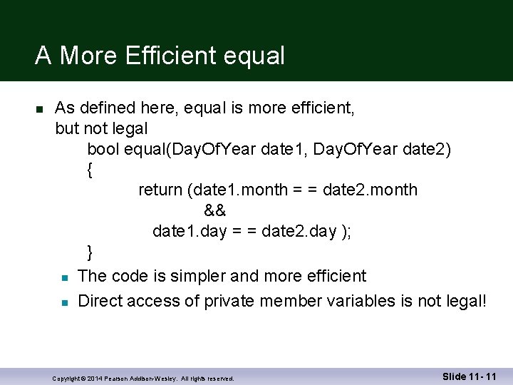 A More Efficient equal n As defined here, equal is more efficient, but not