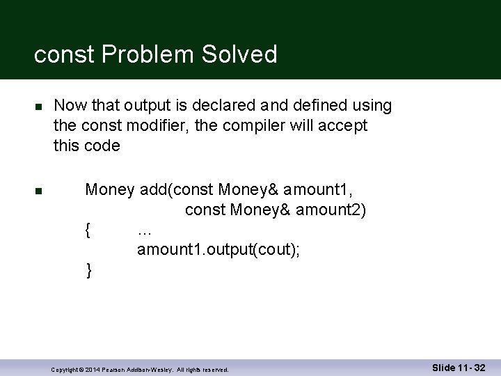 const Problem Solved n n Now that output is declared and defined using the