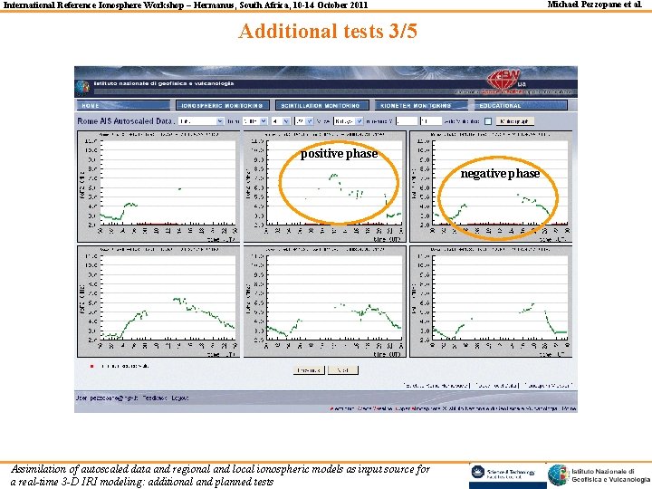 Michael Pezzopane et al. International Reference Ionosphere Workshop – Hermanus, South Africa, 10 -14
