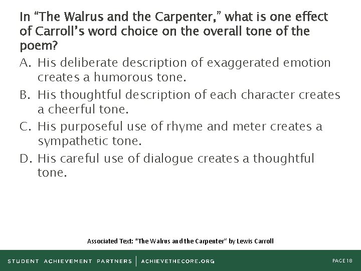 In “The Walrus and the Carpenter, ” what is one effect of Carroll’s word