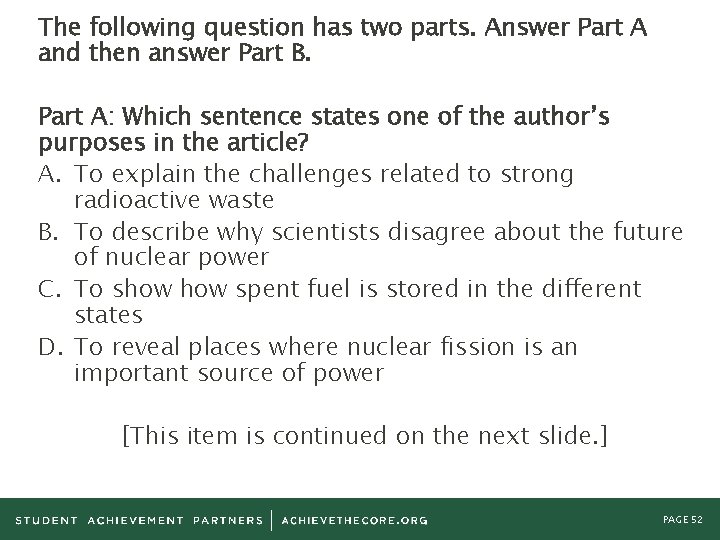 The following question has two parts. Answer Part A and then answer Part B.