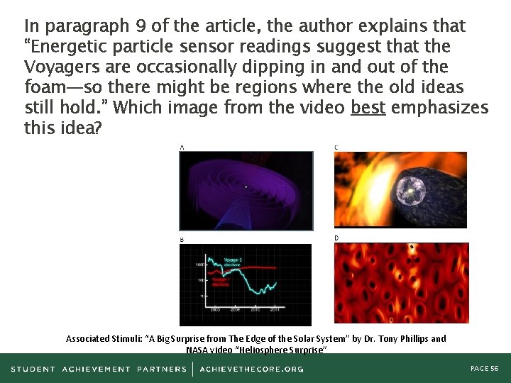 In paragraph 9 of the article, the author explains that “Energetic particle sensor readings