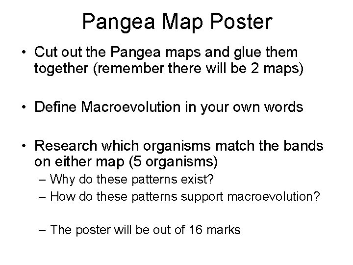 Pangea Map Poster • Cut out the Pangea maps and glue them together (remember