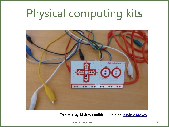 Physical computing kits The Makey toolkit www. id-book. com Source: Makey 32 