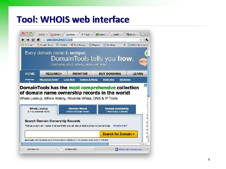 Tool: WHOIS web interface 8 