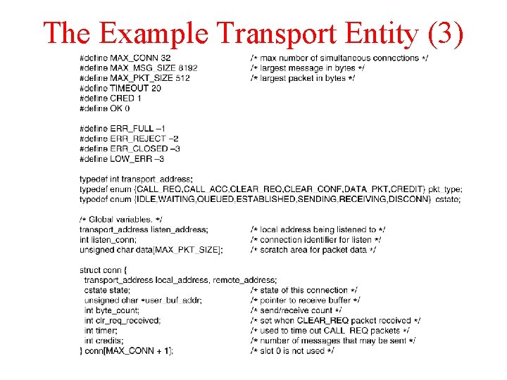The Example Transport Entity (3) 