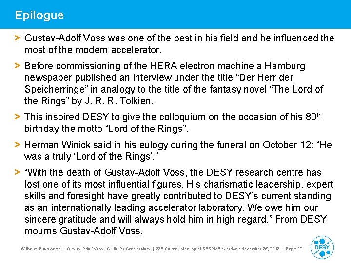 Epilogue > Gustav-Adolf Voss was one of the best in his field and he