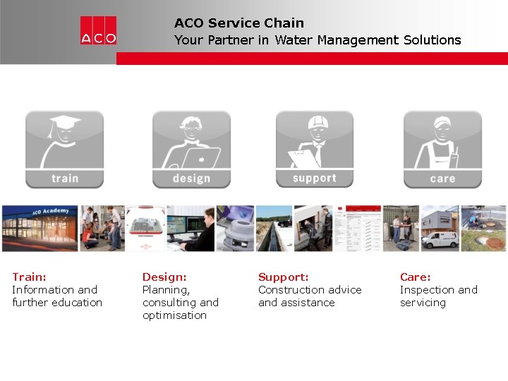 ACO Service Chain Your Partner in Water Management Solutions Train: Information and further education