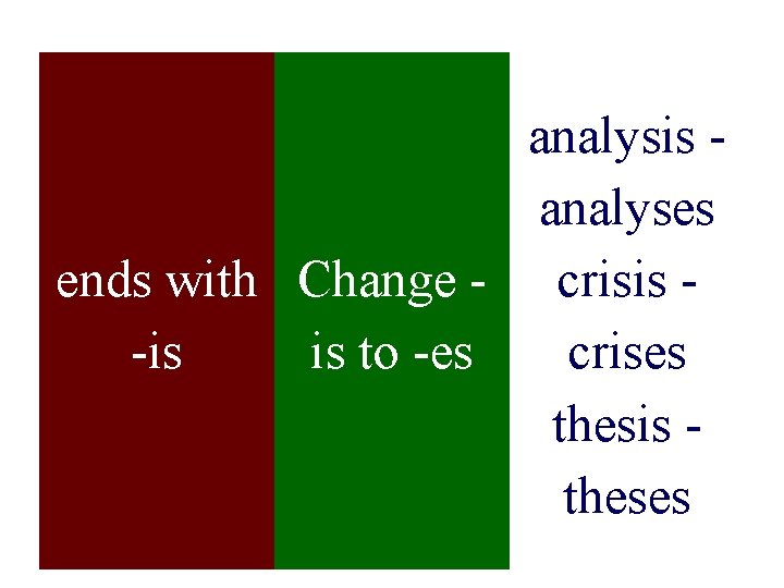 analysis analyses ends with Change - crisis -is is to -es crises thesis theses
