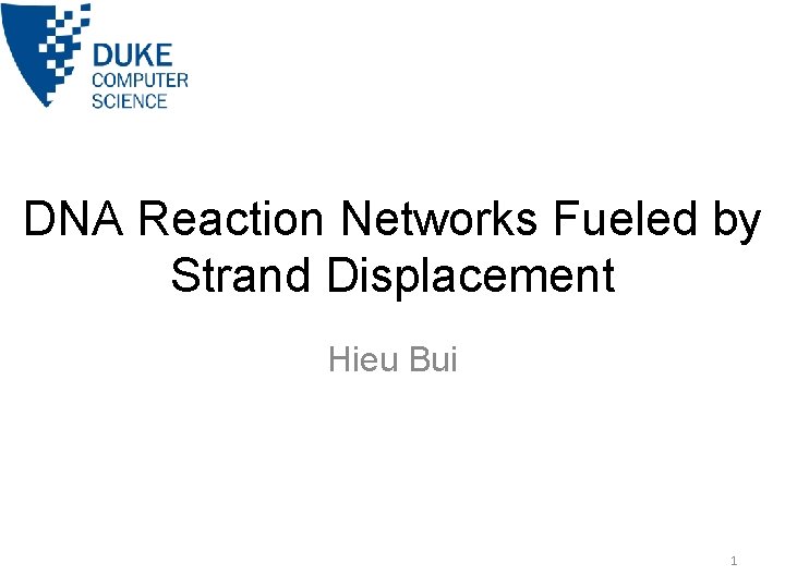 DNA Reaction Networks Fueled by Strand Displacement Hieu Bui 1 