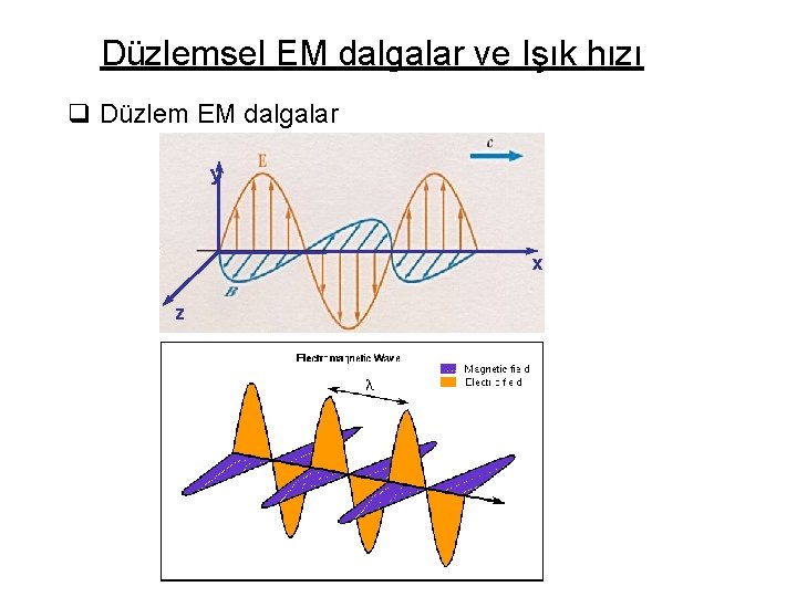 Düzlemsel EM dalgalar ve Işık hızı q Düzlem EM dalgalar y x z 
