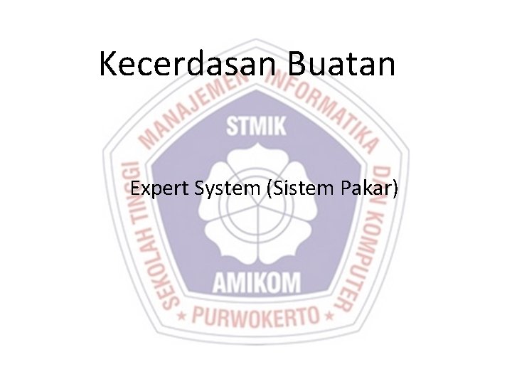 Kecerdasan Buatan Expert System (Sistem Pakar) 