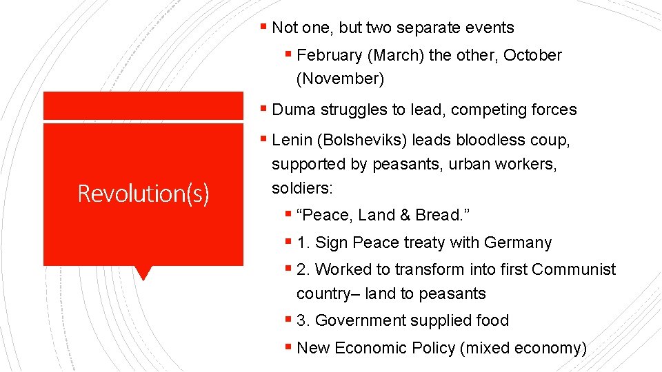 § Not one, but two separate events § February (March) the other, October (November)