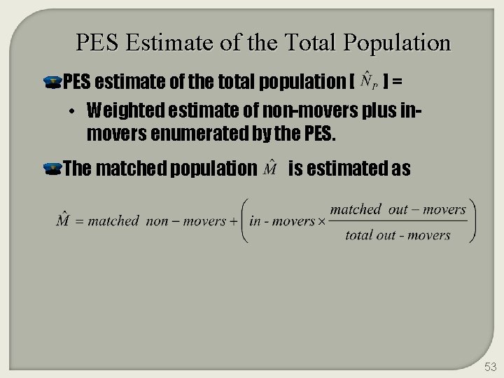 PES Estimate of the Total Population PES estimate of the total population [ ]