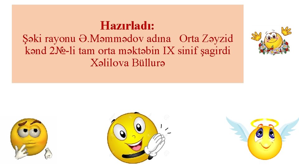 Hazırladı: Şəki rayonu Ə. Məmmədov adına Orta Zəyzid kənd 2№-li tam orta məktəbin IX