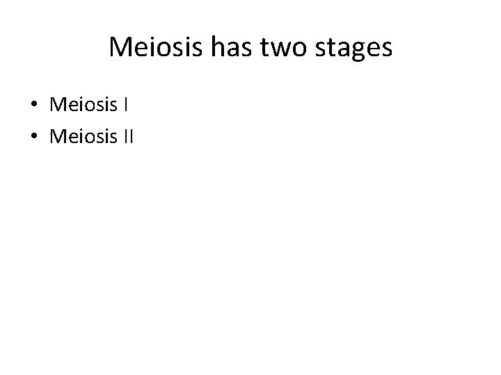 Meiosis has two stages • Meiosis II 