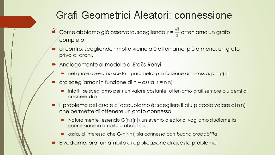 Grafi Geometrici Aleatori: connessione 