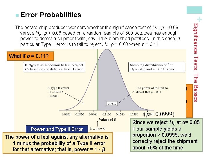 Probabilities + n Error What if p = 0. 11? Earlier, we decided to