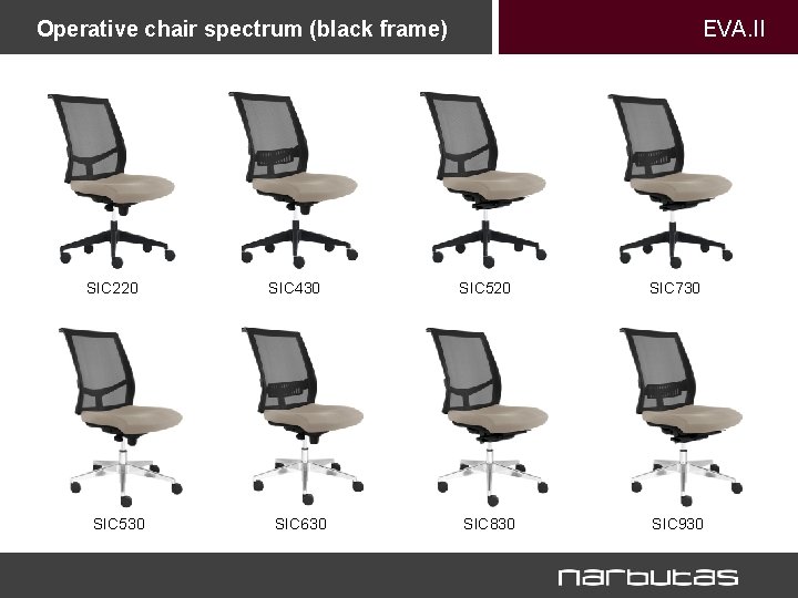 EVA. II Operative chair spectrum (black frame) SIC 220 SIC 530 SIC 430 SIC